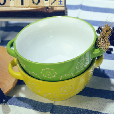 Portsmouth porcelain 5 inch Japanese ceramic tableware ears bowl steamed egg eating a bowl of noodle bowl