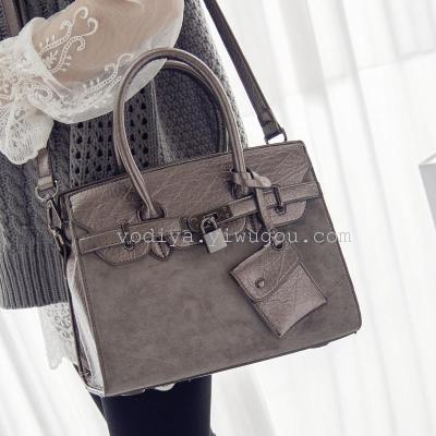 2015 autumn and winter fashion platinum package frosted musk suede shoulder bag handbag Xiekua package