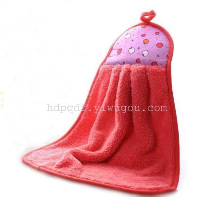 Hanging towel cartoon coral velvet hand towel towel hanging on the thick factory wholesale