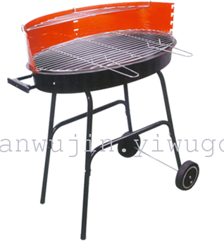 Large outdoor barbecue stove with a round of portable oval barbecue shelf