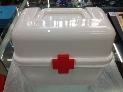 Portable medicine cabinet multi-functional double-deck medical supplies.