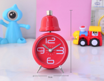 Korean Style Creative Cute Bell Alarm Clock Single Bell Small Clock Lazy Alarm Clock with Light Mute Digital Antair Nightstand