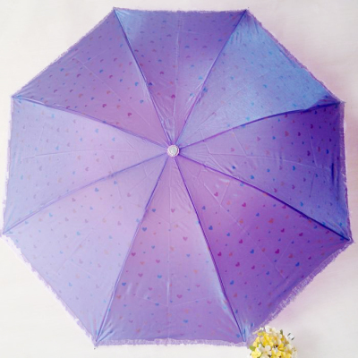 Pearlescent fabric 3 fold ladies umbrella