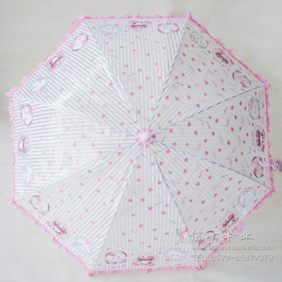 catoon umbrella  pvc transparent umbrella with lace 