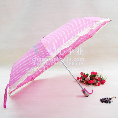 New Korean Style Lady Umbrella Three Fold Skirt Sunny Umbrella Self-Opening Umbrella XE-803