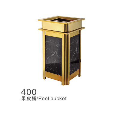 Stainless steel tuhao gold trash can hotel guesthouse KTV marble trash can peel barrel