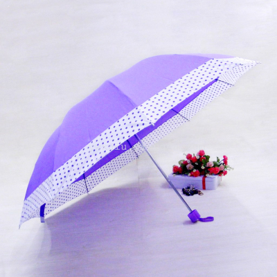 Boutique Tri-Fold Touch Cloth 10K Edge Umbrella Brazil Hot Selling Foreign Trade Sunny Umbrella Dot Umbrella