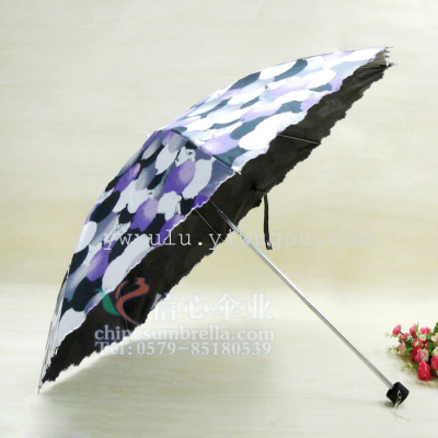 Two-Fold Tiger Bone Embroidery High-Grade Ultra-Fine Ultra-Small Pencil Umbrella Vinyl Sun Umbrella XD-802 Confidence