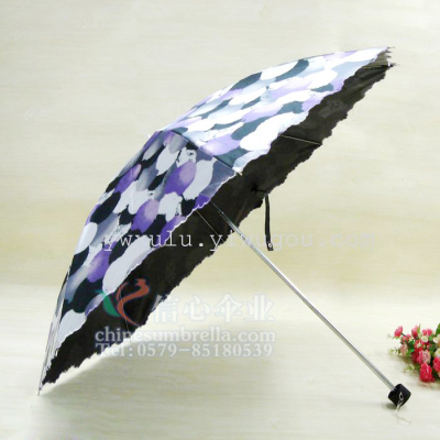 Pen 2-folding of tiger bones embroidered vinyl umbrellas XD-802