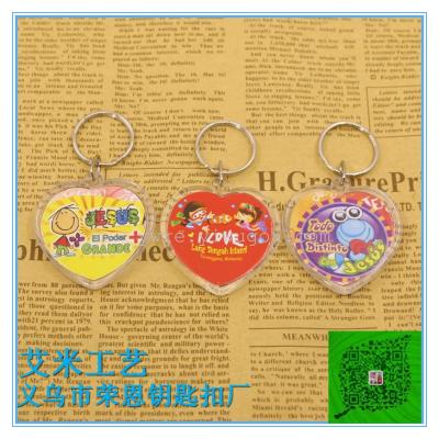 Love cartoon plastic key chain, double - sided acrylic key chain