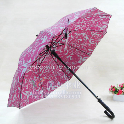 10 Bone Printing Straight Umbrella High Quality Fiber Bone Self-Opening Umbrella Touch Flower Cotton Umbrella XB-829