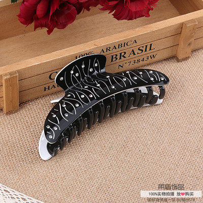 Korean high-grade diamond hairpin grip hair hair hair elegant black and white acrylic catch