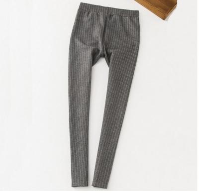 The thin vertical stripes of thickened outer super soft wear leggings female elastic pants feet warm pants