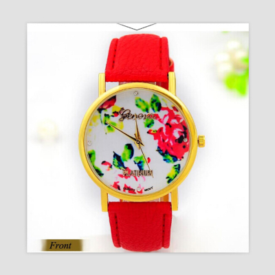 Suihua watch fashion lady speed sold pass hot paint flower pattern student Leather Watch