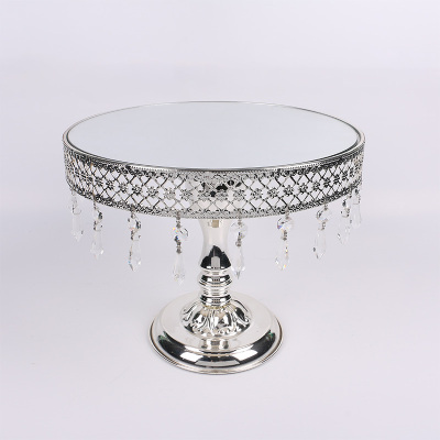 Fashion silver gilt metal iron Mirror Cake Tray Dish water compote hotel wedding disc disc