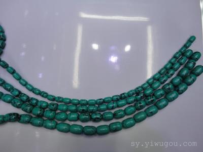 L turquoise barrel beads
