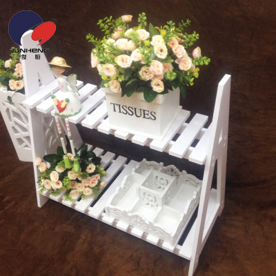 Creative Hollow Simple Flower Rack Wood-Plastic Plate Storage Rack Two-Layers Pergola Zw091