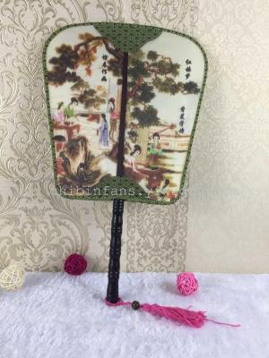 Classical square female double sided silk fan
