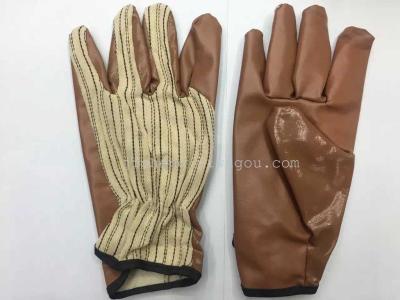 Canvas leather gloves