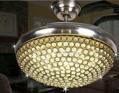 Factory direct suction dome light LED chip crystal pendant lamp, golden fan living room lamp