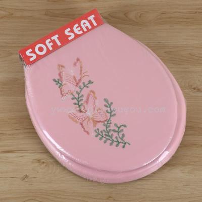 Toilet seat toilet lid PVC sponge soft toilet seat cushion embroidery mat