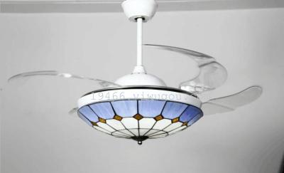 Direct manufacturers LED crystal chandelier fan stealth telescopic dining room ceiling fan lamp lamp with the fan