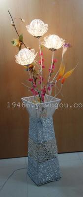 Floral lamp manufacturers selling rattan handmade vases living room bedroom light rattan lamp