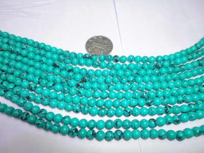 Turquoise, 8 mm round beads
