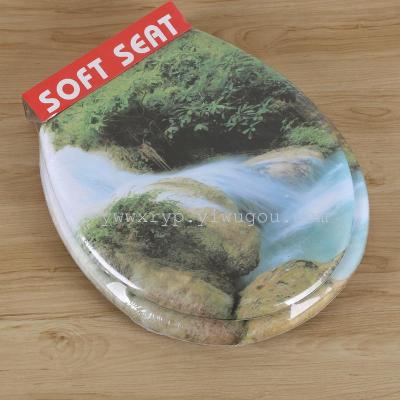 Double side printing decals toilet lid thickening hard cover toilet seat 