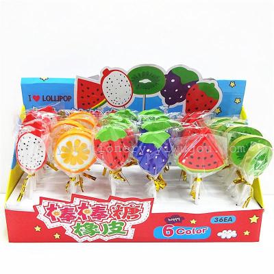 Fruit lollipop eraser factory direct wholesale stationery.
