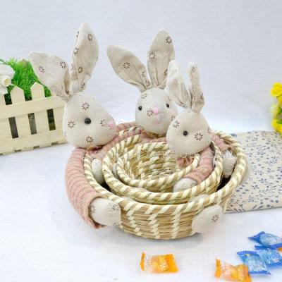 Foreign hot storage three piece handmade straw Easter egg packaging basket