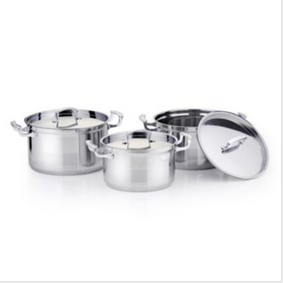 Stainless steel 3 - piece set of right Angle pot high - grade gift pot export pot