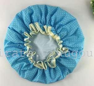 The factory supply the small dot all cotton EVA double - side shower cap.