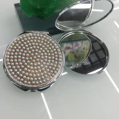 Folded double - sided cosmetic mirror set with diamond metal mirror carry carry - on the mirror