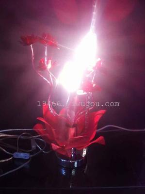 Factory direct creative small lamp red flowers canvas aluminum wire lamp room lamp