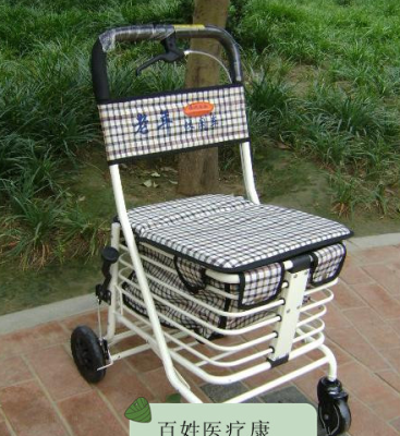 Medical multi-function old four-wheel hand folding shopping cart medical supplies.