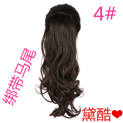 High temperature silk hair ribbon ponytail brown ribbon ponytail hair extension manufacturers