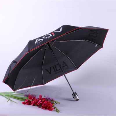 Creative full-automatic advertisement umbrella can print logo by folding umbrella with fabric edge
