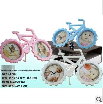 Fashion Candy Color Bicycle Photo Frame Alarm Clock Children Cute Personalized Photo Frame