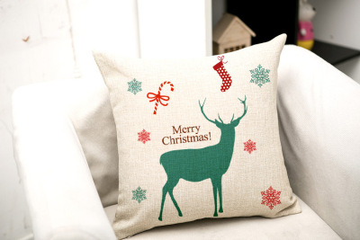 Happy christmas new year old linen cotton elk Snowman sofa pillow IKEA auto air cushion cover soft outfit