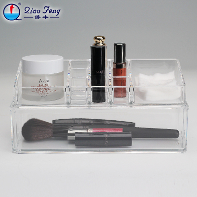 Qfenc Colorful Transparent Crystal Cosmetic Case Skin Care Products Cotton Swab Storage Box SF-1069