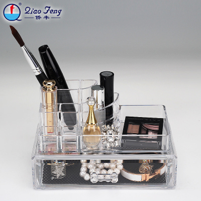 Qfenc Korean Colorful Transparent Crystal Cosmetics with Drawer Storage Box Jewelry Organizing Box 1061