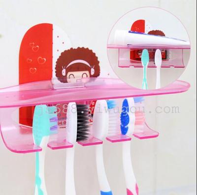 Bathroom toiletries magic seamless toothbrush holder cartoon toothbrush seat combination repeated use