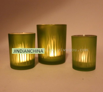 Green laser light green, glass candle holders direct and processing