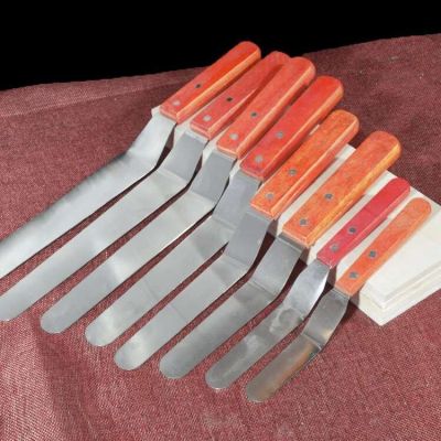 Baking tools crank bending wooden handle stainless steel spatula knife scraping spatula kiss cream decorating