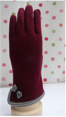 Autumn and Winter Cold-Proof Women's Gloves Thickened Non-Pilling Bowknot Warm Gloves