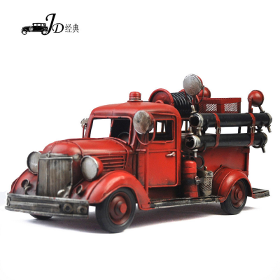 Vintage cars Home Furnishing decorative wrought iron fire truck.