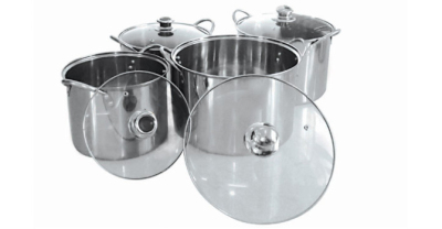 Stainless steel glass cover soup pot double ears high soup pot pot pot set pot