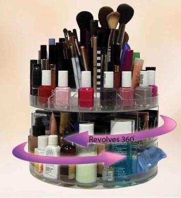360 degree rotating cosmetic storage box makeup frame assembly storage box and desktop.