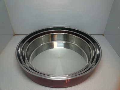 Stainless steel, the three - piece cake pan pan pan pan pan set